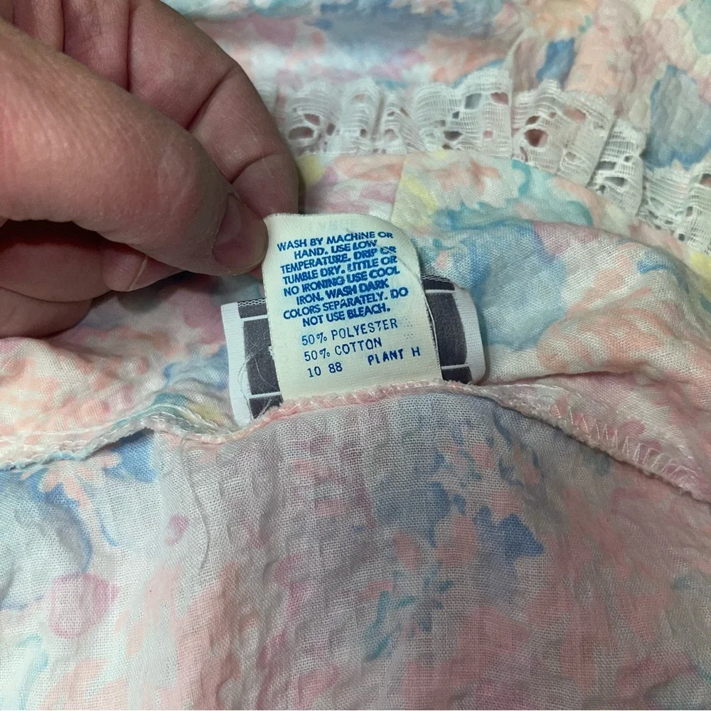 Vintage Appel Belted Pastel Floral Robe Seersucker Women’s Large Union Made USA - Picture 12 of 12